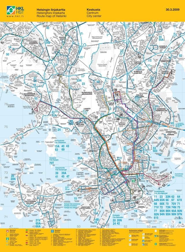 Plan des stations bus de Helsinki
