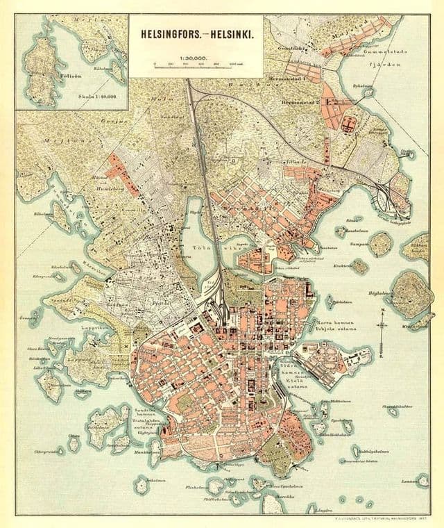 Plan antique de Helsinki