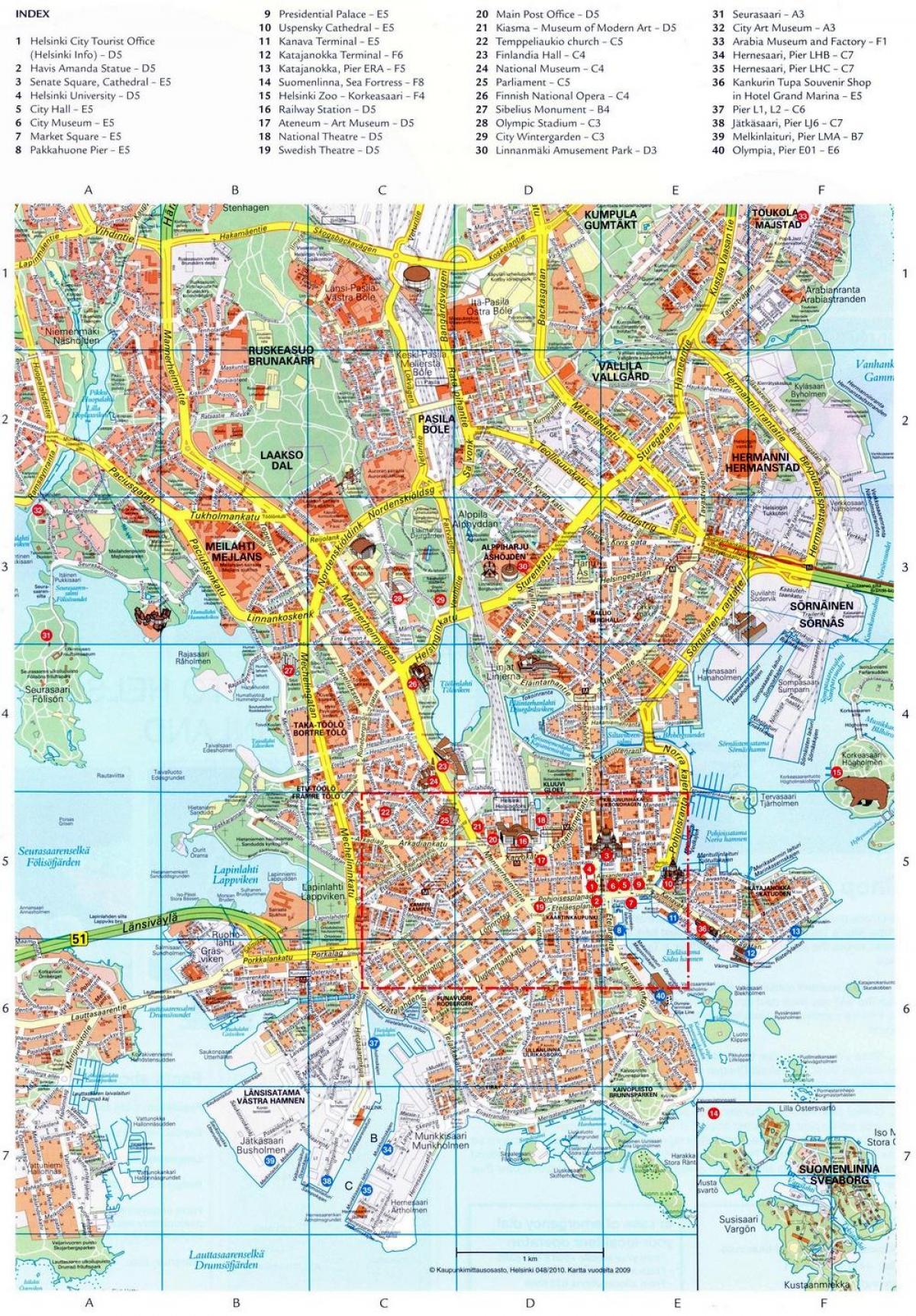Plan des attractions de Helsinki