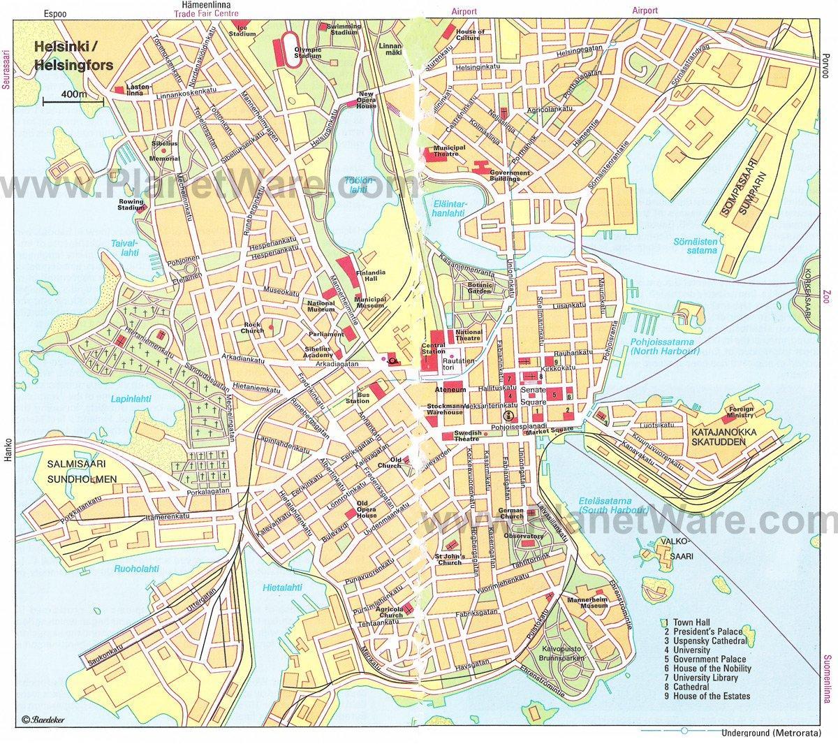 Plan des excursions à pied de Helsinki