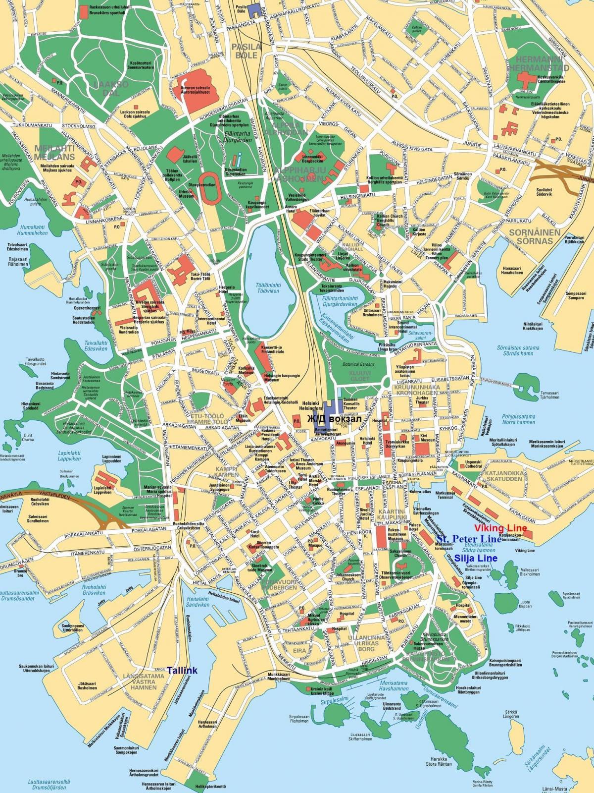 Plan de la ville de Helsinki