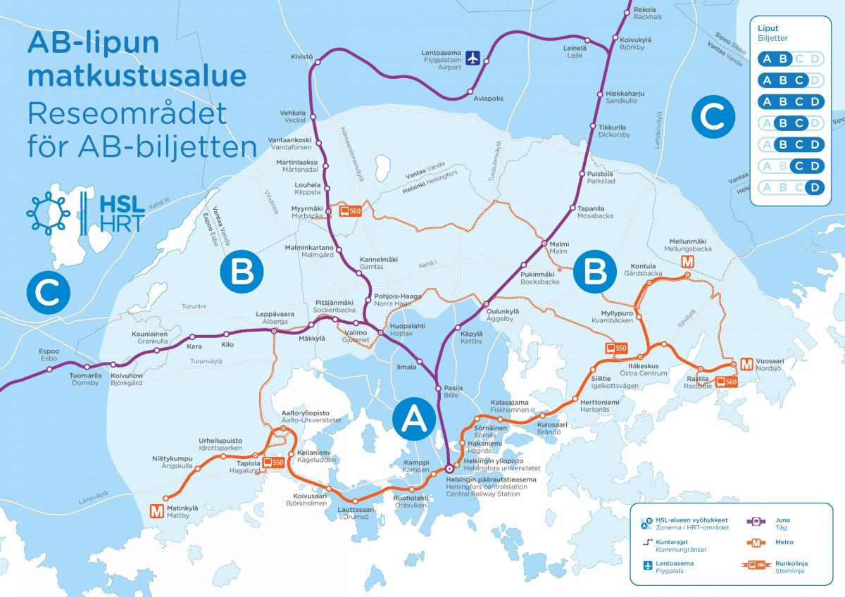 Plan des stations de metro de Helsinki